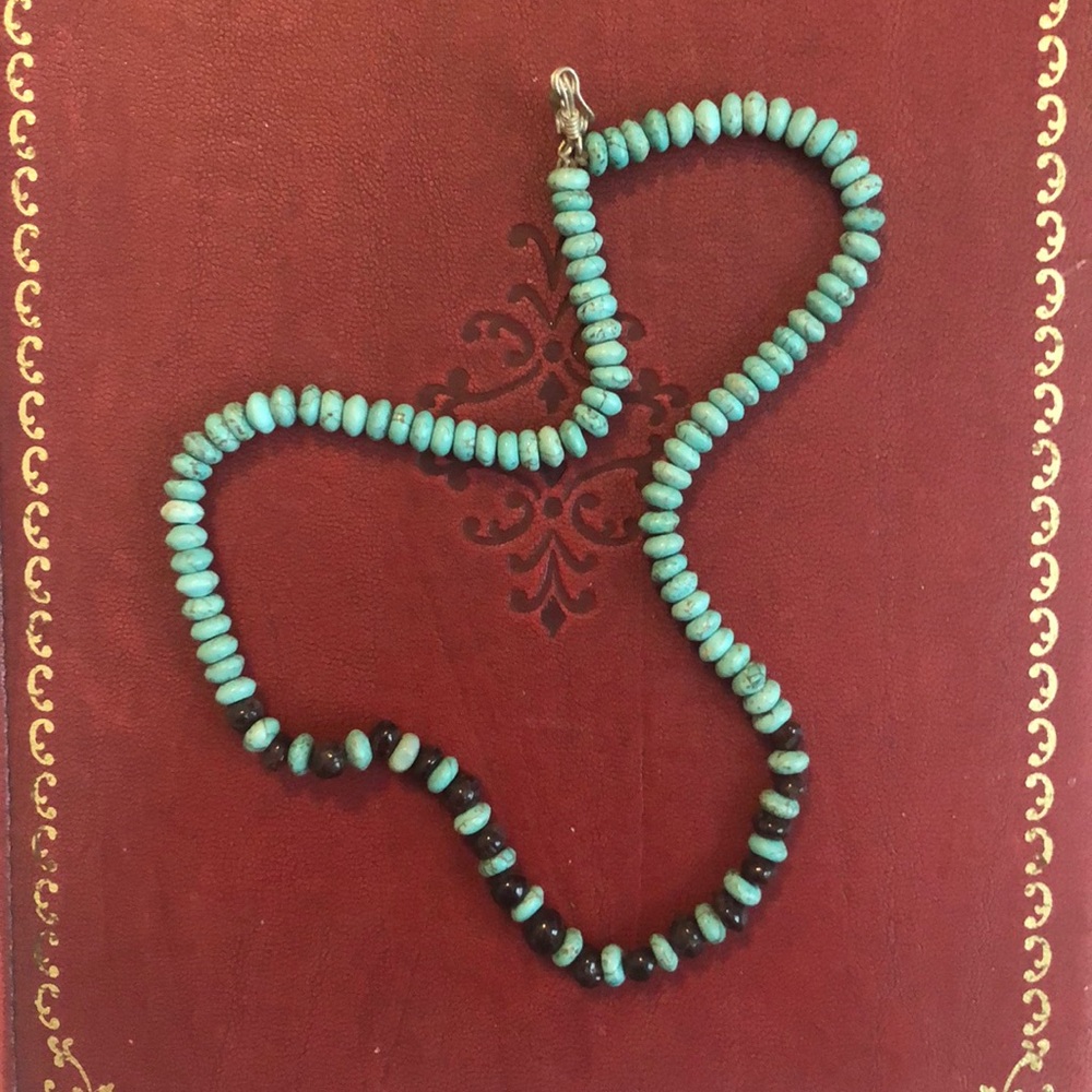Aqua jasper & amethyst gemstone beads necklace 🌙